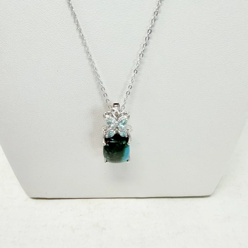 Shop LC Australian Chrysocolla/Madagascar Paraiba Apatite Pendant and Chain 5307